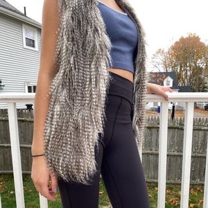 Sleeveless Faux Feather Cardigan